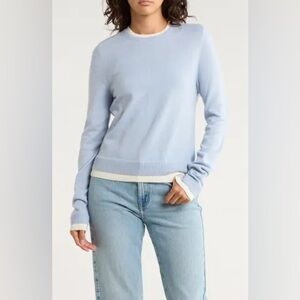 French Connection Contrast Trim Sweater Size Small Light Blue